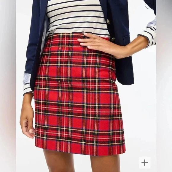 J Crew Skirt Tartan Red Plaid A-Line Women’s Size 22 NWT Wool Blend Lined - Picture 3 of 10